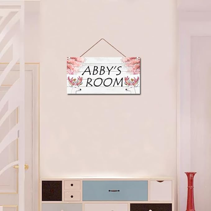 Personalized Unicorn Plaque, Magical Unicorn Sign, Kids Room Custom Name Door Wall Decor, Floral Nursery Art Plate, 5"x10" (12.5x25cm) Wooden Sign