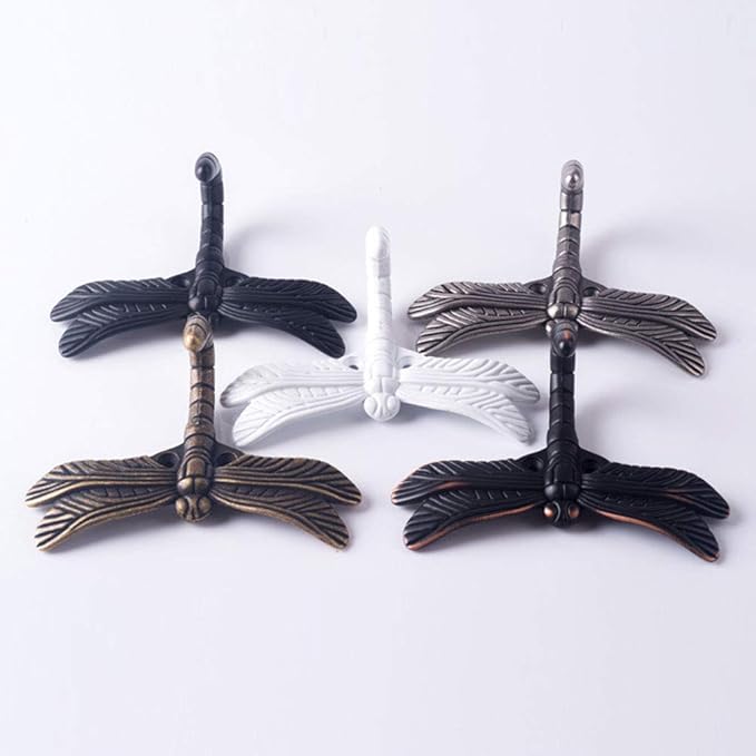 2pcs Dragonfly Coat Hooks Decorative Creativity Wall Mounted Hanger Hook for Home Handbag Key Towel Bathrobe (Bronze)