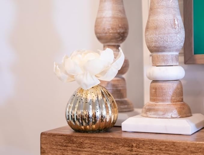 Bridgewater Candle Afternoon Retreat Flower Diffuser | Outdoors Woodsy Scented Diffuser | Metallic Decorative Air Freshener for Home | 8 oz | 60 Day Lifespan