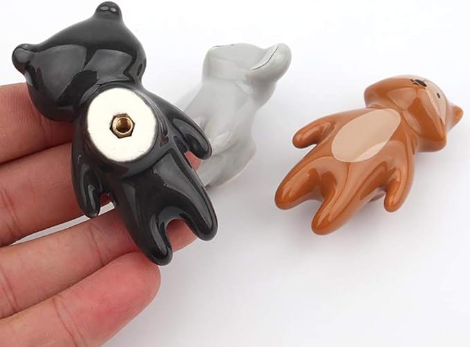 5Pcs Cute Animal Knobs Kids Handles Ceramic Knobs Children's Room Door Nursery Cupboard knobs Lovely Cabinet pulls Drawer knob for Kids, with Screws