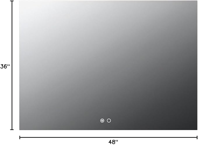 Keonjinn 48 x 36 Inch Backlit Mirror for Bathroom, Anti-Fog Led Mirror, CRI90+ HD Tempered Glass, Stepless Dimmable Lighted Mirror, High Lumen, UL Listed, Waterproof, Horizontal/Vertical