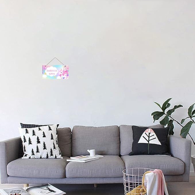 Personalized Signs Cute Unicorn Sign Custom Name Wall Decor Front Door Decor Home Decorative for Kids Room Girls Room Boys Baby Bedroom