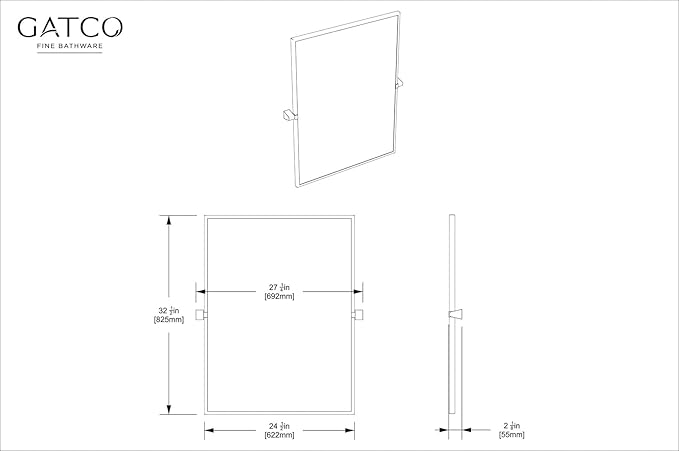 Gatco 5669FS A-Line Framed Ractangle Mirror, 32.5 Inch, Satin Nickel