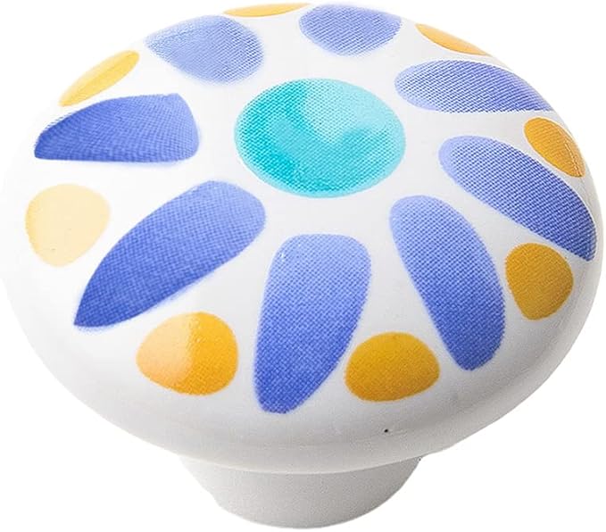 HUAMULAN 15PCS Glossy Ceramic Knobs Button Round Mushroom Cabinet Dresser Vintage Pulls Door Handles Cupboard Wardrobe Drawer, Dia. 1.5 inch 38mm