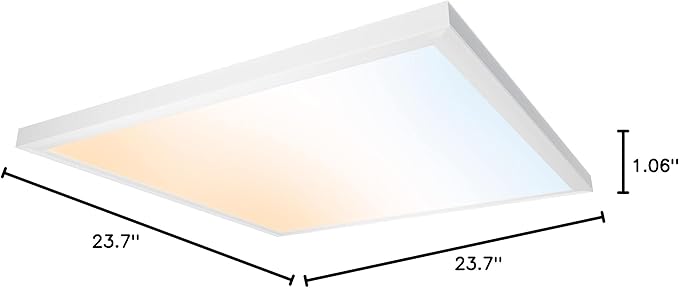 Ultralux 2x2 ft Surface Mount Ceiling Light Panel – Slim, Edge Lit, Flush Mount Flat Panel for Kitchen, Home & Office - TRIAC Dimmable, 3CCT Adjustable Color Temperature (Matte White, 1 Pack)