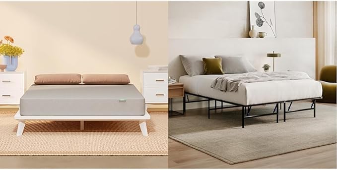 Siena 8” Queen Mattress & Foldable Metal Platform Bed Frame - Medium Firm Memory Foam - 180 Night Mattress Trial - Premium Pressure Relieving Layers - Easy Tool Free Set Up - Holds Up to 800 Pounds
