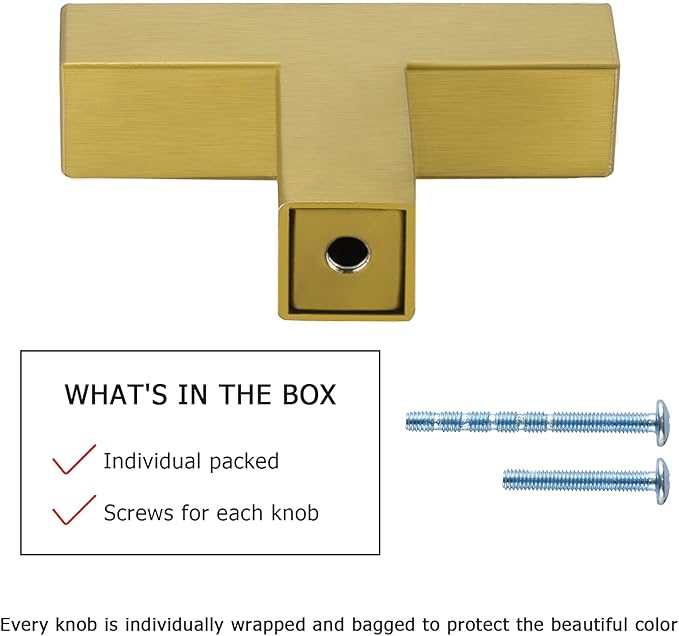 LONTAN 30 Pack Dresser Knobs Brushed Brass Kitchen Cabinet knobs Square Gold Cabinet Door Hardware for Bathroom Closet Cupboard