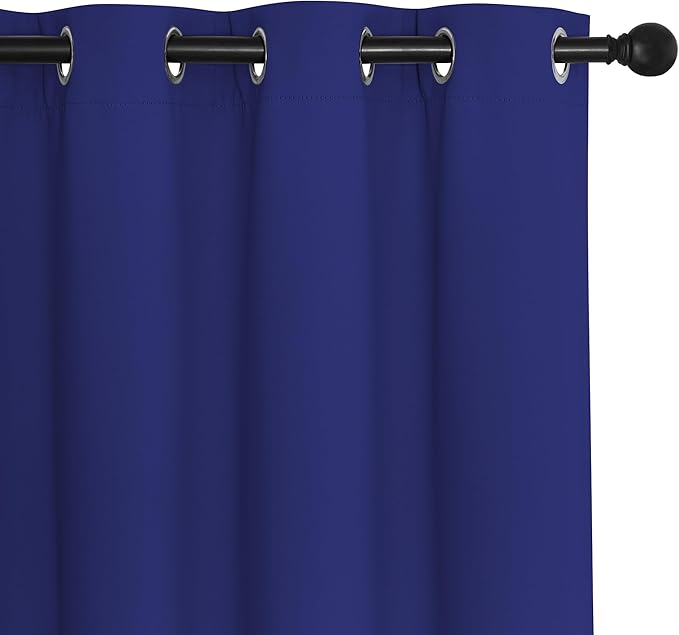 NICETOWN Blackout Curtains Panels for Bedroom - 3 Pass Microfiber Noise Reducing Thermal Insulated Solid Ring Top Blackout Window Drapes (2 Panels, 66 x 66 Inch, Navy Blue)
