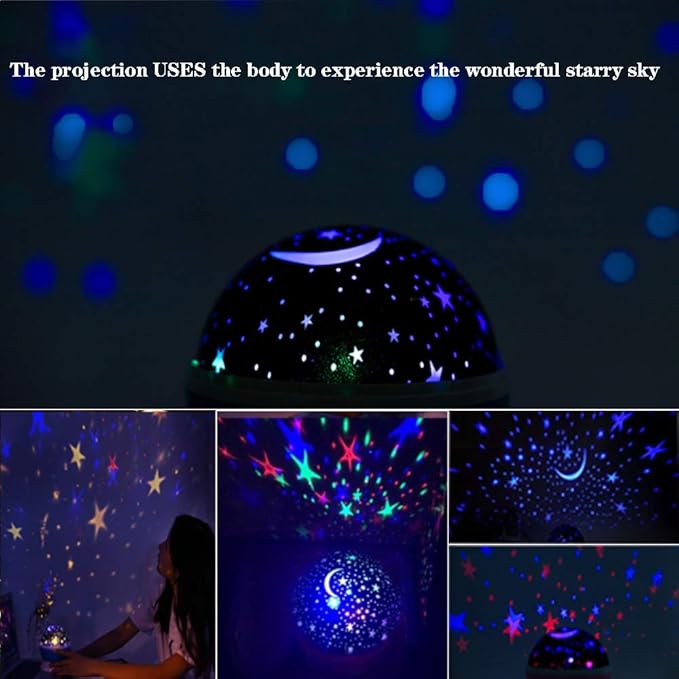 Borelor Star Night Light for Kids, 12 Color Changing Lights Modes with USB Cable, 360°Rotating Moon Star Projector Desk Lamp for Bedroom Party Decor & Girls Birthday Gift(Blue)