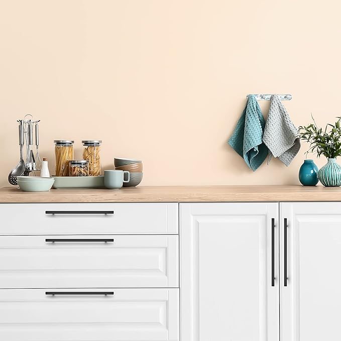 Ravinte Cabinet Handles 15 Pack - 10 Inch Matte Black Square Pulls, Kitchen Hardware 12-1/2 Inch Overall Length, Drawer Pulls