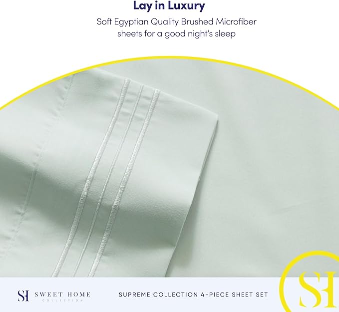 California King Sheet Sets - Breathable Luxury Sheets with Full Elastic & Secure Corner Straps Built In - 1800 Supreme Collection Cal King Deep Pocket Bedding Set, Sheet Set, California King, Mint