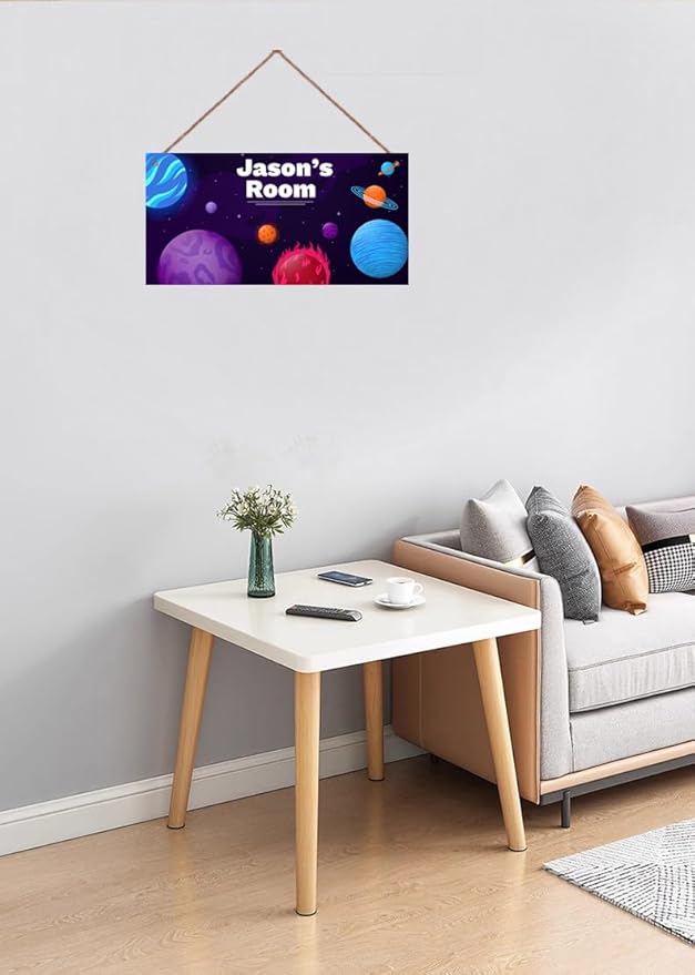 Personalized Signs Universe Spacecraft Sign Galaxy Sign For Kids Room Nursery Wall Art Décor Outer Space Theme Wall Decor For Girls Bedroom Boys Room