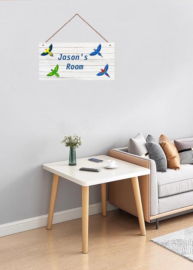 Personalized Sign Cute Bird Room Décor Kids Room Decor, Little Man Cave Wall Art Decor for Nursery, Flying Parrot Nursery Door Decor for Toddler Baby Boys Room