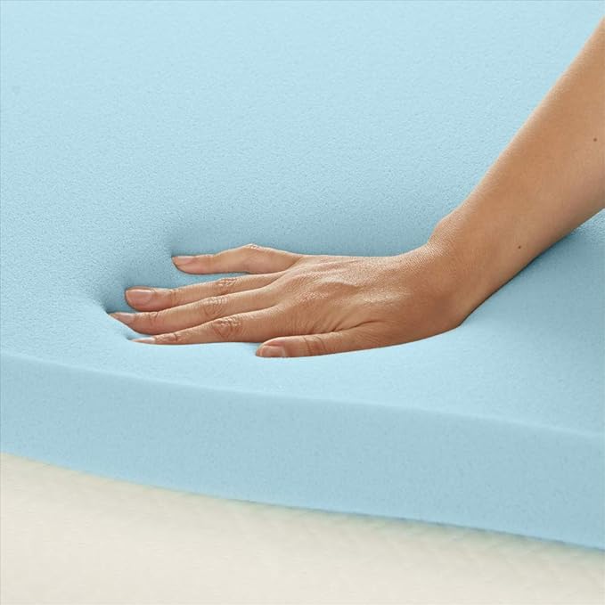 Amazon Basics King Mattress Topper, Cooling Gel-Infused, CertiPUR-US Certified, 3 Inches, Blue