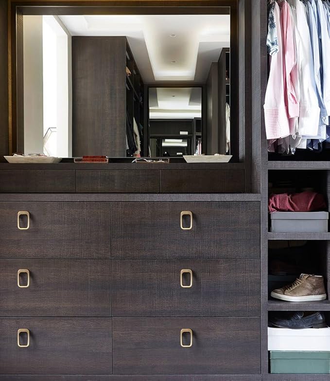 Goo-Ki Champagne Bronze Cabinet pulls with 0.6''(16mm) Hole Center,Modern Zinc Alloy Finger Pulls for Drawer,Wardrobe,Cupboard,6 Pack