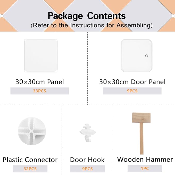 C&AHOME Cube Storage Organizer with Doors, 9-Cube Shelf, Closet Cabinet, DIY Plastic Modular Bookshelf, Storage Shelves Ideal for Bedroom,Living Room,36.6”L x 12.4”W x 36.6”H Milky USHS3009M-DOOR