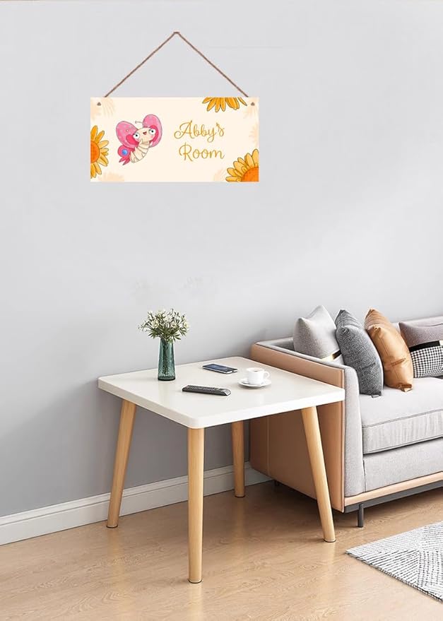 Personalized Sign, Cute Butterfly Sign For Little Man Cave, Sunflower Art Wall Art Decor Custom Name Door for Kids Room Floral Nursery Art Plate For Boys Room Girls Bedroom