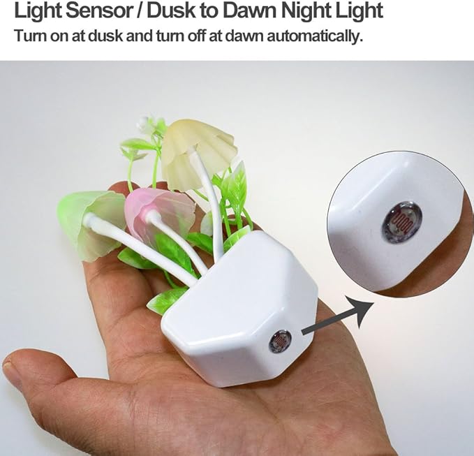 AUSAYE Sensor Night Light Plug in Mushroom Light LED Color Changing Nightlights for Kids, Adults, Bedroom, Bathroom,Hallway, Stairs, Kitchen Pack of 6