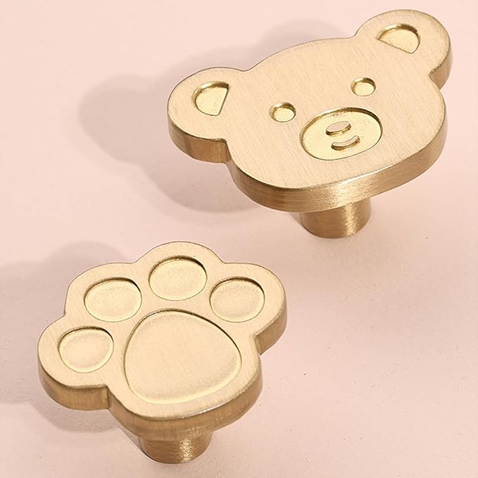 4Pcs Brass Knobs for Kids Cute Decorative Handles for Boys and Girls (Mix)