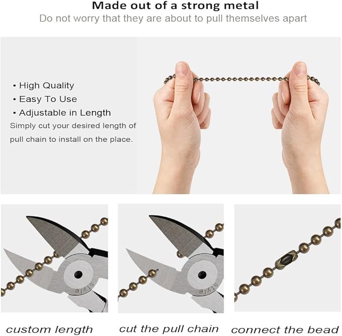 Ceiling Fan Pull Chain 12 inch Ceramic White Pull Chain Extension Fan Chain Extender Ceiling Fan Pulls Ornament with Ball Fan Chain Connector for Ceiling Fan Light, 1PCS (Ceramic White)