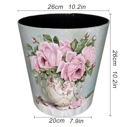 10L Wastebasket Retro Decorative Trash Can Waterproof PU Leather Wastebasket Without Lid for Kitchen, Office, Living Room, Bedroom