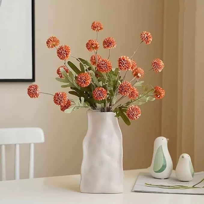 Artificial Flowers for Vases 20.5 Inch 10 Stems, Silk Dried Fake Mums Bouquet Indoor Faux Floral Arrangements for Decoration (Orange)