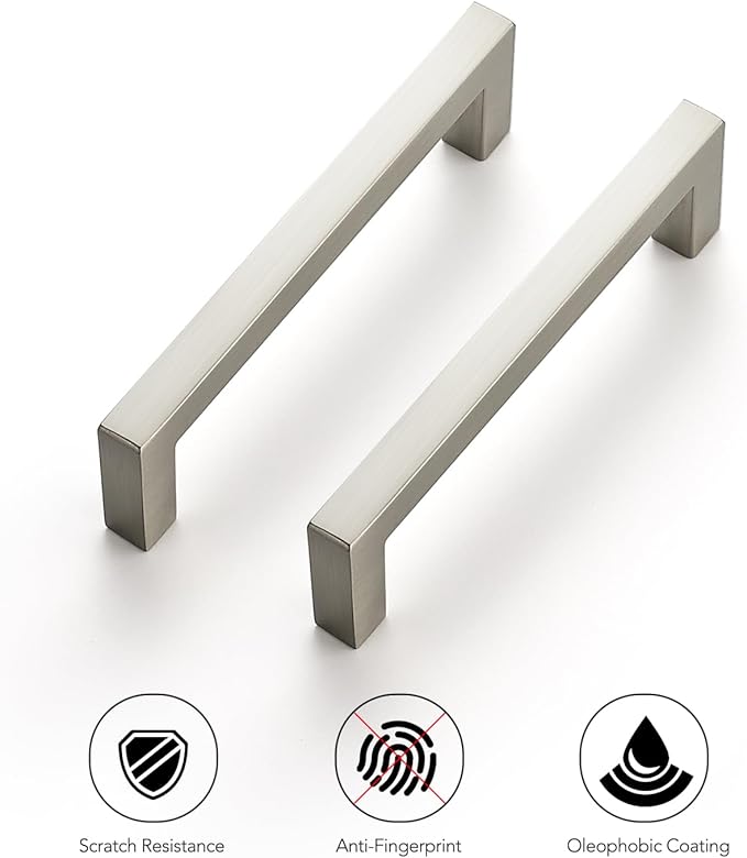 Ravinte 25 Pack Solid 3-1/2 Inch Center to Center Slim Square Bar Drawer Handles - Cabinet Hardware Brushed Nickel Pulls for Kitchen and Drawers