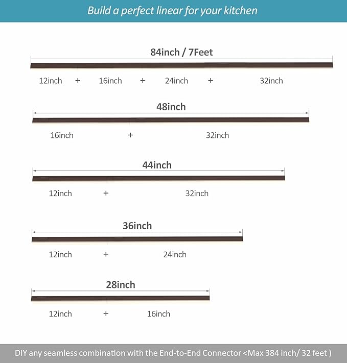 Under Cabinet Lighting Plug in, 32 Inch 2 Pcs, Linkable AC120V 3CCT 3000K/4000K/5000K Ultra Slim, LED Under Cabinet Lights for Counter Light, Kitchen, Shelf, Sink, Workshop, Desk, Bronze