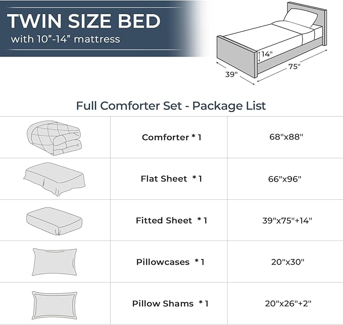 HEVUMYI Khaki & Linen Twin Comforter Set - 5-Piece All Season Bed in a Bag Twin, Ultra Soft Bedding Set with Comforter, Flat Sheet, Fitted Sheet, Pillowcases, Pillow Shams