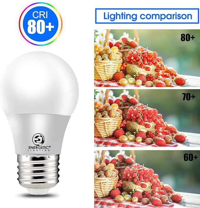 Energetic A15 Refrigerator Bulbs 40 Watts Equivalent (5.5W), LED Appliance Dimmable Light Bulbs, Daylight 5000K, E26 Base, UL Listed, 6 Packs