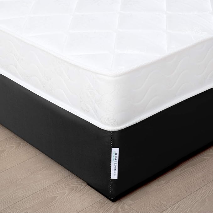Box Spring Cover Twin Size, Alternates for Bed Skirt, Smooth and Elastic Woven Fabric Wrap Around 4 Sides of The Box Spring, Wrinkle & Fading Resistant, Washable, Dustproof, Black