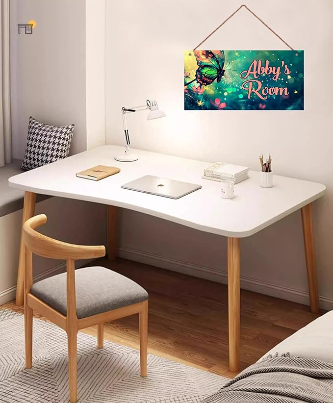 Personalized Butterfly Sign Flowers Painting Art Décor For Kids Room Custom Name Door Wall Decor, Floral Nursery Art Plate For Boys Room Girls Bedroom