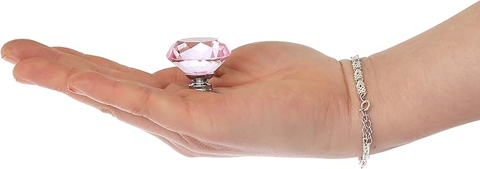 DEELF 25 Packs Kitchen Cabinet Knobs, 30 mm Crystal Cabinet Knobs, Diamond Dresser Handle Drawer Pulls, Dresser Knobs for Cabinets and Drawers, Pink