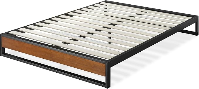 ZINUS GOOD DESIGN Award Winner Suzanne 10 Inch Bamboo and Metal Platforma Bed Frame, No Box Spring Needed, Wood Slat Support, Chestnut Brown, Full