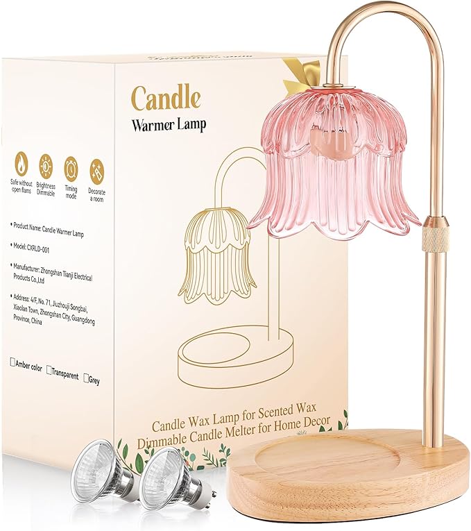 Candle Warmer Lamp Adjustable Timer Electric-Pink Flower Wax lamp