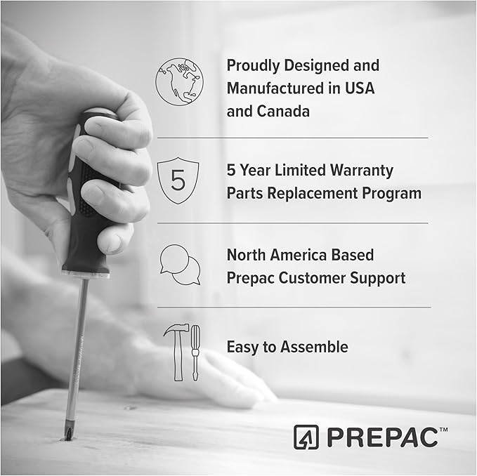 Prepac Elite 32" Storage Cabinet, Light Gray Storage Cabinet with Hanging Rail and Shelves for Living room, Kitchen and Laundry room 24.5" D x 32" W x 65" H