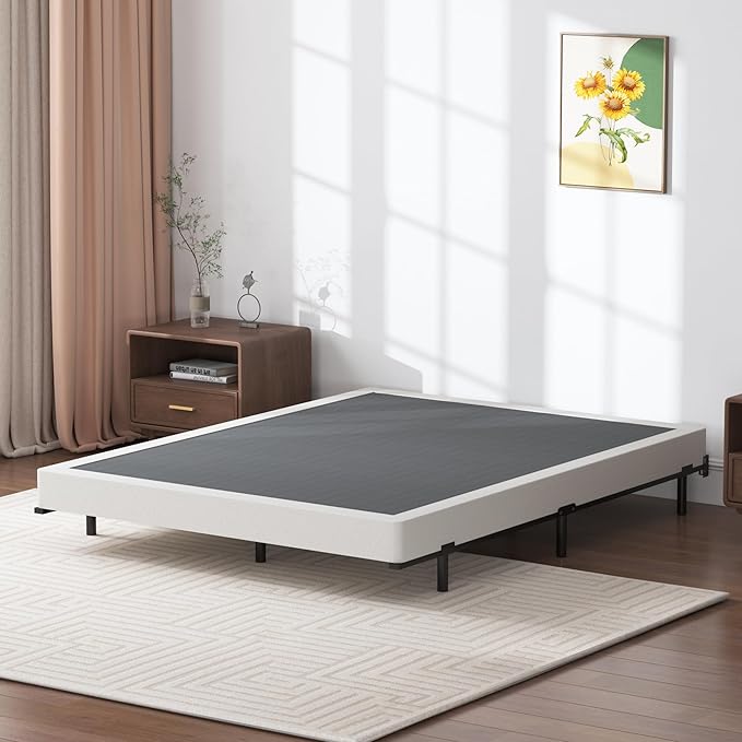 King Box Spring, 5 Inch Box Springs King Size Basics Bed Base, Mattress Foundation, Black Heavy Duty Metal Structure with Cover, No Noise, Easy Assembly