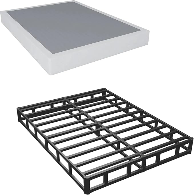 Full Box Spring - 7 Inch High Profile Box Spring for Full Bed, Sturdy Metal Frame Mattress Foundation, Easy Assembly, Quiet & Noise-Free