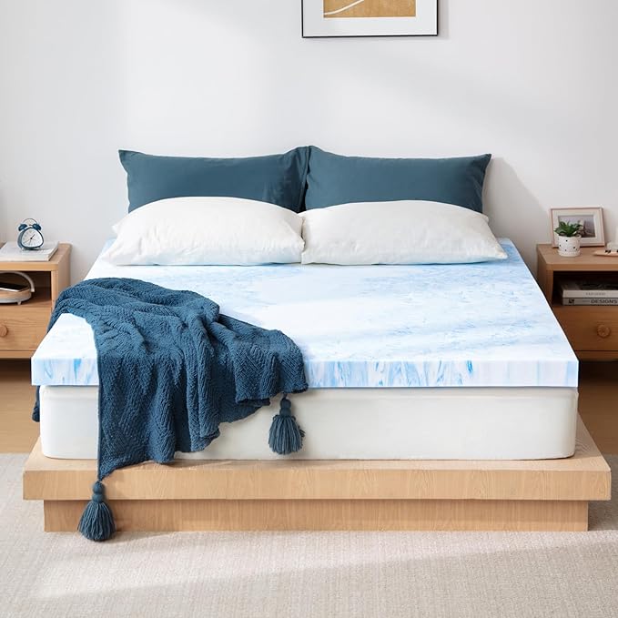 LINSY LIVING 3 Inch Mattress Topper California King, Cooling Gel Infused Swirl Memory Foam, Soft Mattress Topper for Firm Mattress, CertiPUR-US Certified Bed Topper, Cal King Size