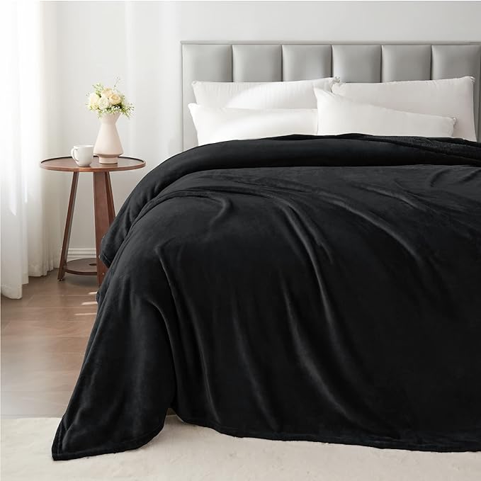 BEDELITE Fleece Blanket Black Full Blankets for Couch & Bed, Luxury Plush Cozy Fuzzy Blanket 84" x 90", Super Soft Warm Lightweight Throw Blanket for Travel Camping