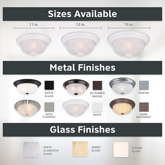 DESIGNERS FOUNTAIN Reedley 2-Lights Flush Mount Ceiling Light, 13 Inch Lighting Fixture for Kitchen, Bedroom, Bathroom, and Hallway, White Alabaster Glass, White, 1257M-WH-AL