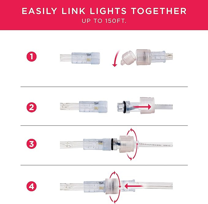 UltraPro LED Rope Lights, 50ft Classic Clear Rope, Warm White Light 3000K, Indoor/Outdoor, Flexible, Linkable, Durable, Rope-Lights Outdoor, 54505 (Pack of 3)