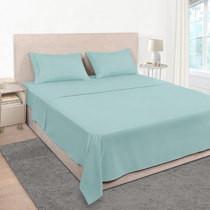 Mejoroom Twin Sheet Set - Hotel Collection Twin Sheets - Bedding Sheets & Pillowcases with Deep Pocket Fitted Sheet, Breathable, Wrinkle & Fade Resistant - 3 Piece(Grayish Green)