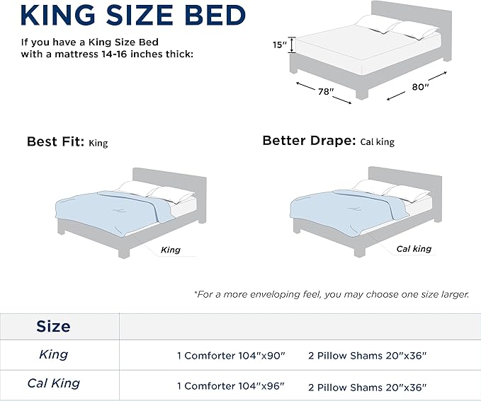 Bedsure California King Comforter Set - Storm Blue Soft Bedding for All Seasons, Cationic Dyed Bed Set, 3 Pieces, 1 California King Size Comforter (104"x96") and 2 Pillow Shams (20"x36"+2")