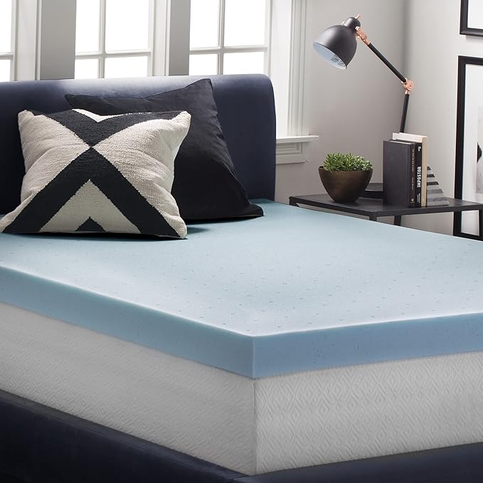 LUCID 4 Inch Mattress Topper, California King Size – Cooling Gel Infused Memory Foam – Plush Feel – Ventilated Breathable Design – CertiPur Certified
