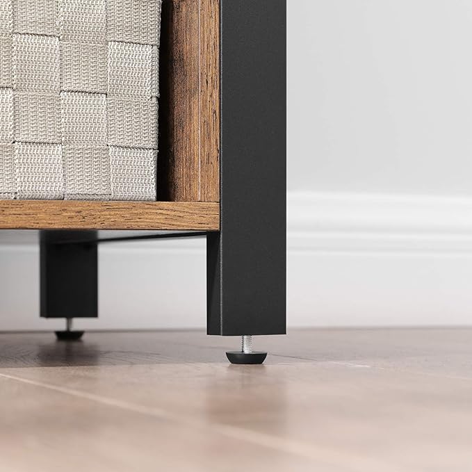 VASAGLE Lowell Storage Cabinet, Sideboard with Adjustable Shelves and Louvered Doors, Industrial, 13" D x 44.9" W x 29.5" H, Rustic Brown