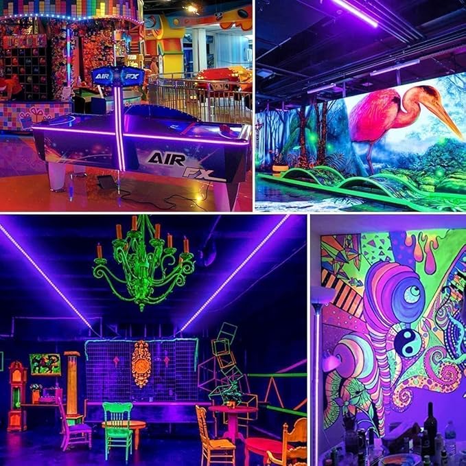 80ft Black Lights Strip with Remote, 1440 LEDs, 12V Flexible Blackights for Glow Party, Adjust Brightness, Delay Off, 3 Light Modes, Indoor Fluorescent Party, Stage Lighting