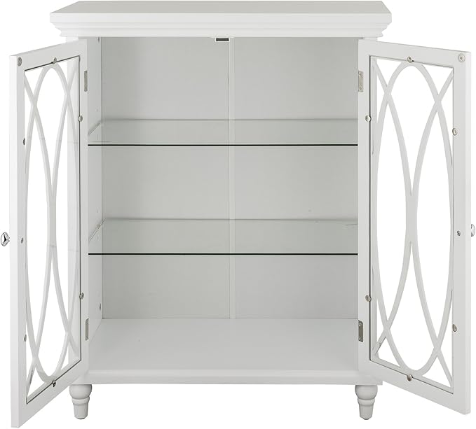 Teamson Home Florence 26 in. x 32 in. 2-Door Freestanding Wooden Floor Cabinet with Adjustable Shelves for Storage Solutions in Bathrooms, Kitchens, Laundry Rooms, Home Offices, White