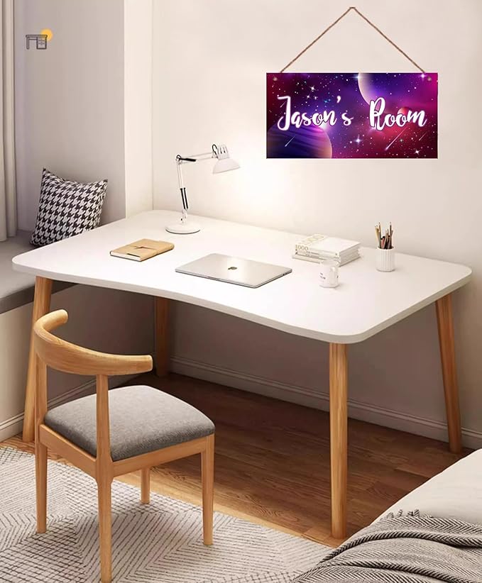 Personalized Outer Space Sign Universe Planet Theme Door Décor For Kids Room Custom Name Little Man Cave Wall Art Decor, Stars Floral Nursery Art Plate For Girls Room Boys Bedroom