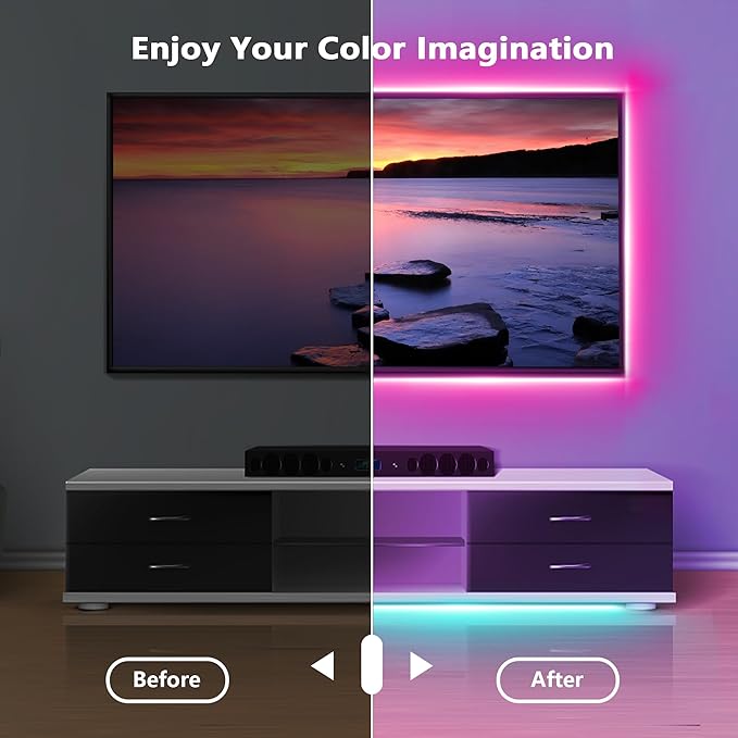 Led Lights for Bedroom, 200FT (2 Rolls of 100FT) RGB Led Strip Lights Sync with Music, Smart App Controlled Strip Lights for Bedroom with Remote, Ideal Lights for Room Party and Home Decor